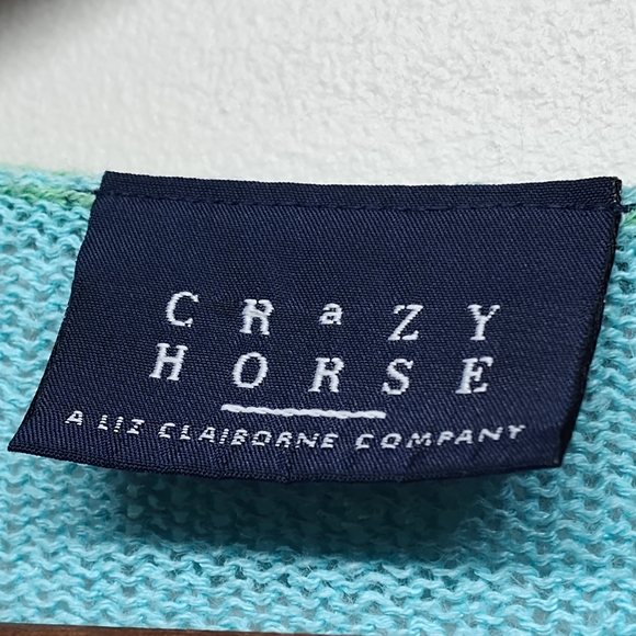 Crazy Horse By Liz Claiborne Knit Cardigan Sweater Women Size XL Blue Artsy Fall - Picture 6 of 8